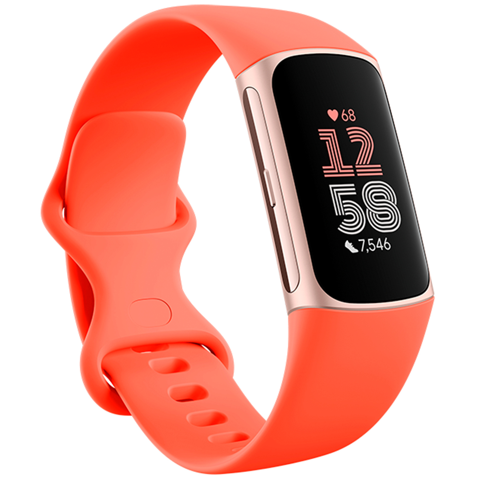 Fitbit Charge 6 Fitness Tracker - Gold / Coral Google Maps - Google Wallet - Up to 7 Day Battery Life - Built-in GPS - Heart Blood Oxygen & Sleep Tracking - ECG