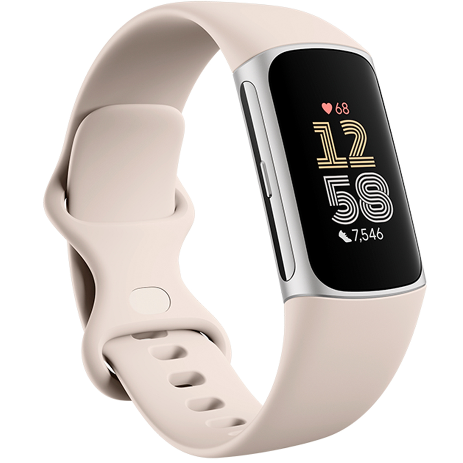 Fitbit Charge 6 Fitness Tracker - Silver / White Google Maps - Google Wallet - Up to 7 Day Battery Life - Built-in GPS - Heart Blood Oxygen & Sleep Tracking - ECG