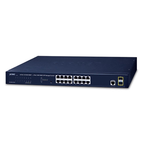 Planet GS-4210-16T2S, IPv4/IPv6, 16-Port 10/100/1000Base-T + 2-Port 100/1000MBPS SFP L2/L4 SNMP Manageable Gigabit Ethernet Switch