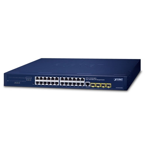 Planet GS-4210-24T4S 24-Port 10/100/1000T + 4-Port 100/1000X SFP Managed Gigabit Switch