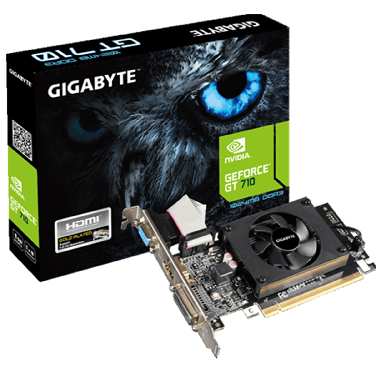 Gigabyte GeForce GT 710 2GB DDR3 PCI-E Graphics Card, GPU Speed 954MHz, Single Fan, 1 Slot,         