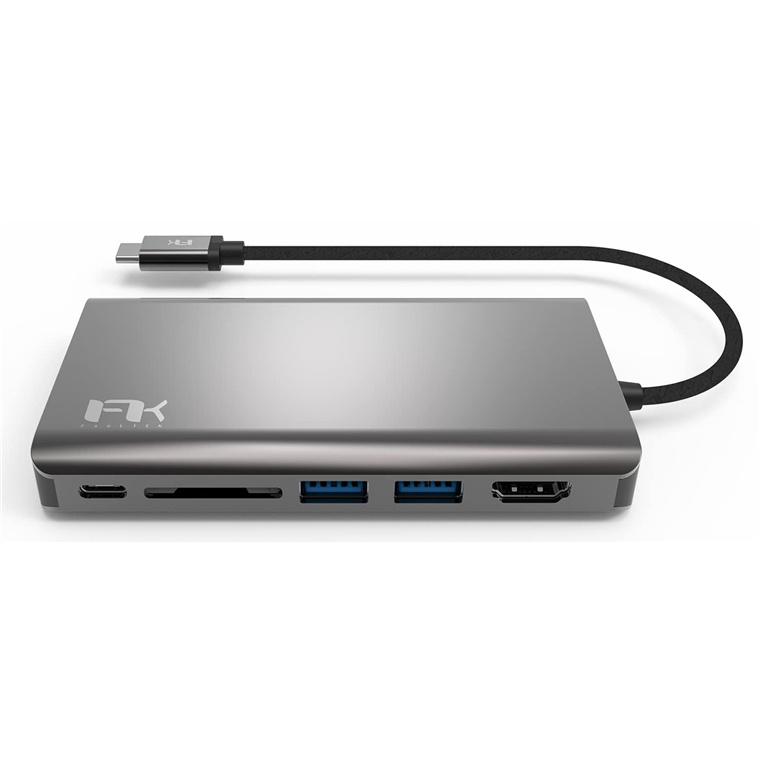 Feeltek 100W Portable 8 in 1 USB-C Power Delivery Hub, 1x 4K HDMI, 1x VGA, 2x USB 3.1, 1x 3.5mm     