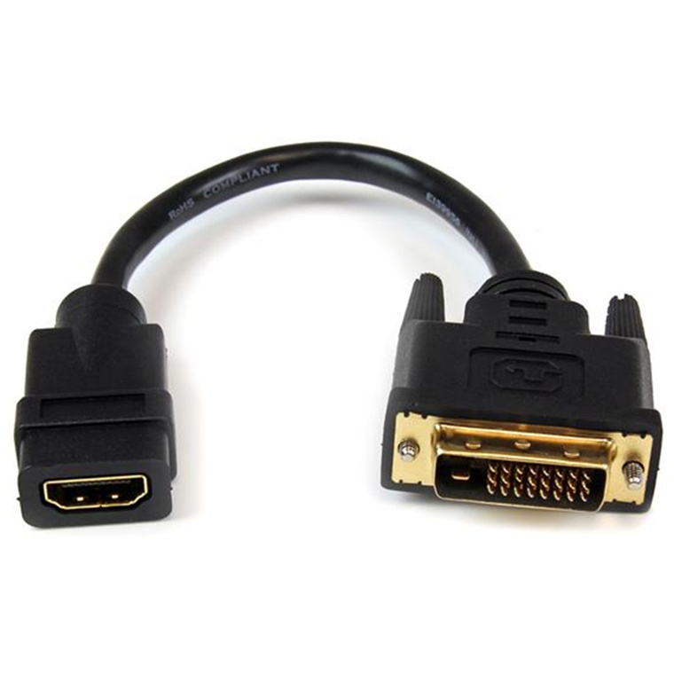 StarTech HDDVIFM8IN 20 cm HDMI to DVI-D Video Cable Adapter - HDMI Female to DVI Male - HDMI to DVI 