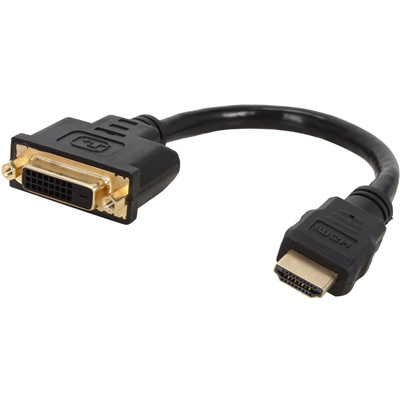 StarTech HDDVIMF8IN HDMI Male to DVI Female Adapter - 20 cm - 1080p DVI-D Gender Changer Cable -    