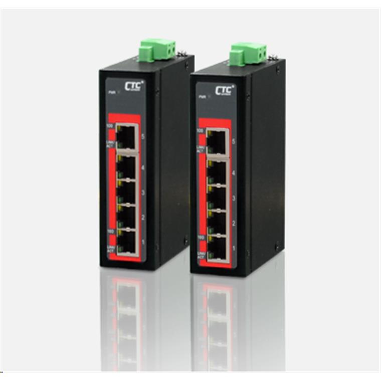 CTC Union Compact size Non-managed 5-port 10/100-TX Copper Switch minus 10  C to 60  C