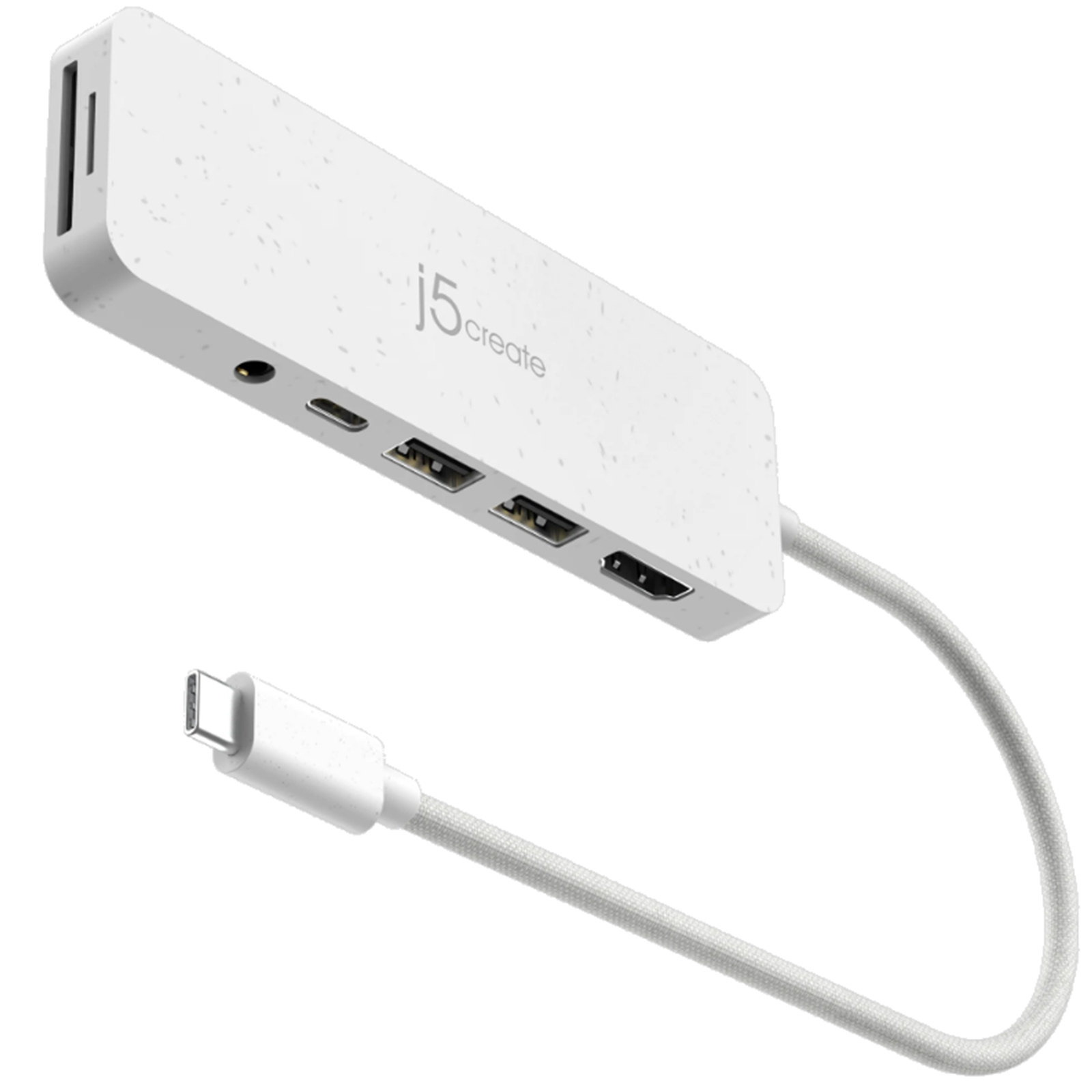 J5create Eco-Friendly USB-C 60W Power Delivery Multi-Port Mini Hub 1x 4K HDMI 2x USB3.1 1x microSD & SD Card Reader 1x 3.5mm Audio Jack