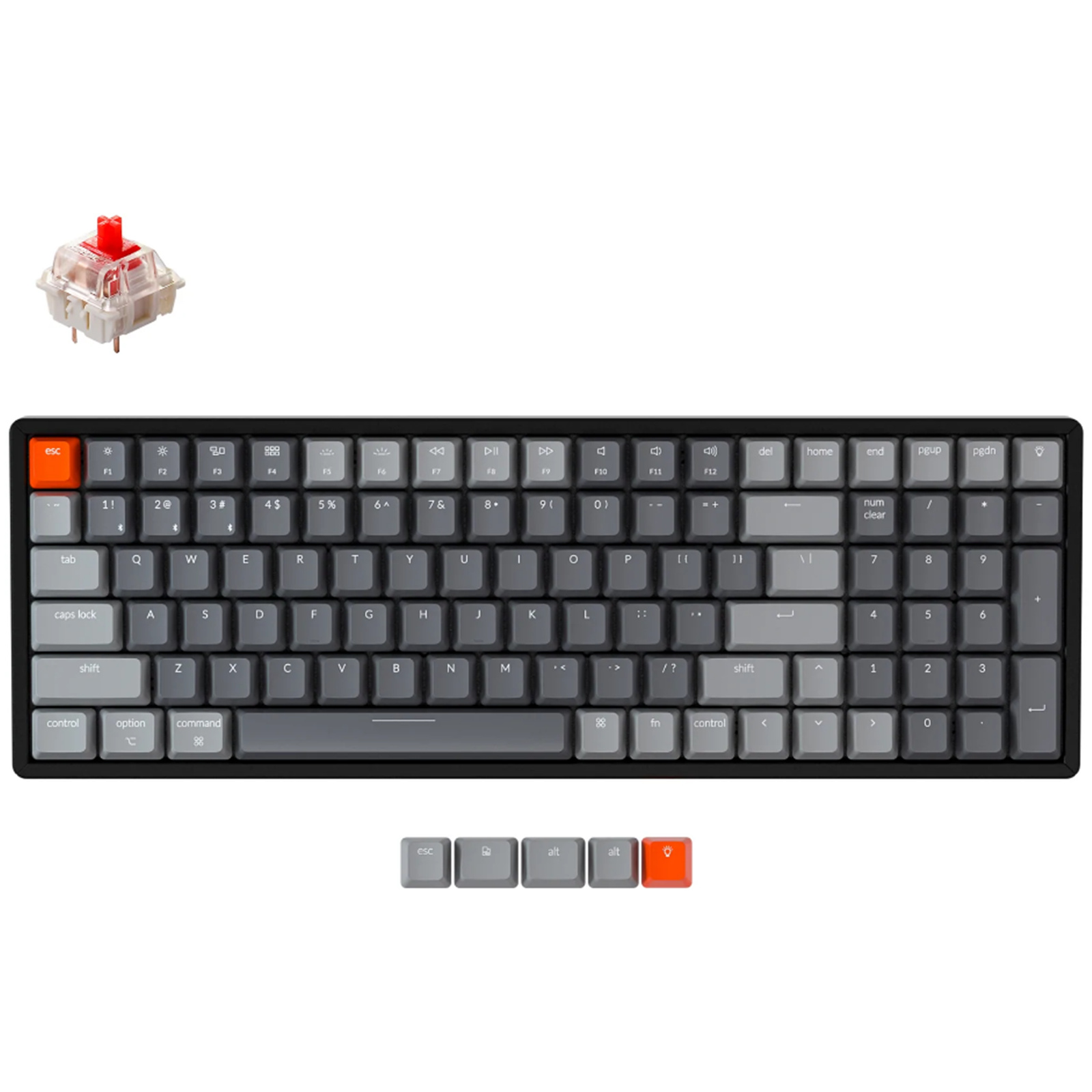 Keychron K4 100 Key Aluminum Frame Hot-Swappable Gateron  Mechanical Keyboard  RGB Red