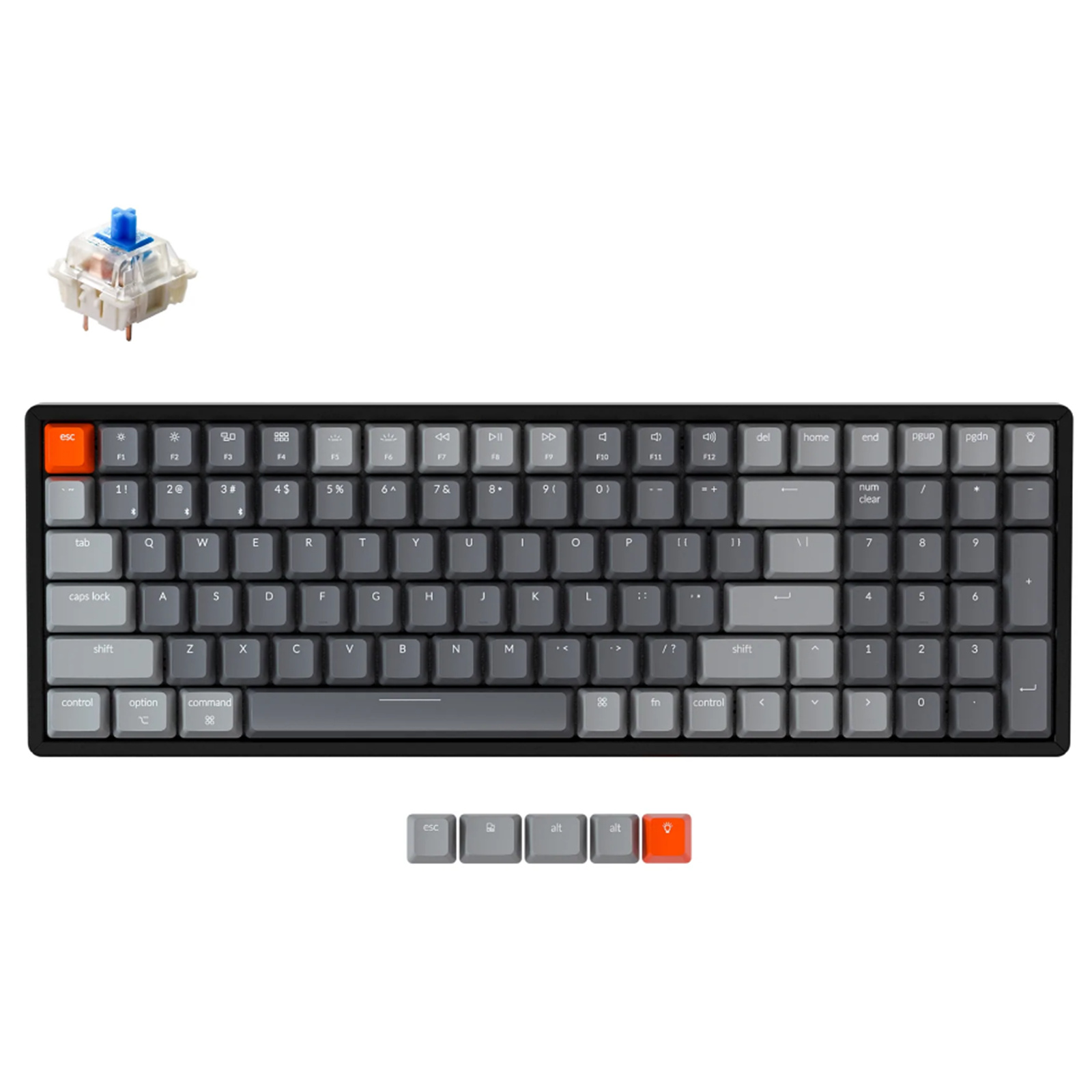 Keychron K4 100 Key Aluminum Frame Hot-Swappable Gateron  Mechanical Keyboard  RGB Blue