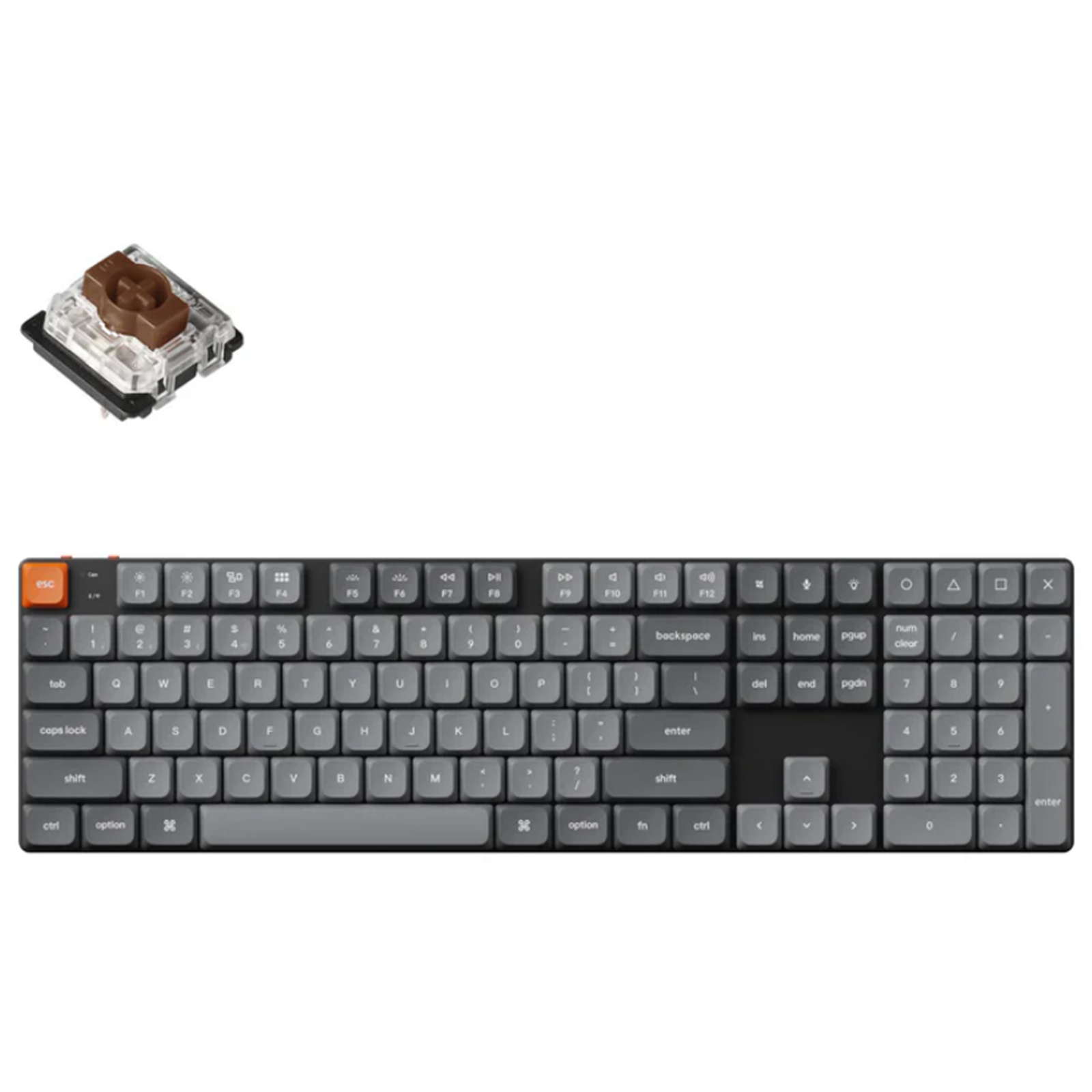 Keychron K5M-B3  K5 MAX ANSI Full Size Layout 104 Key  Full Assembled  Brown Switch RGB-LowProfileGateron Mechanical Wireless / Wired / 2.4GHz Low Profile QMK Custom Keyboard