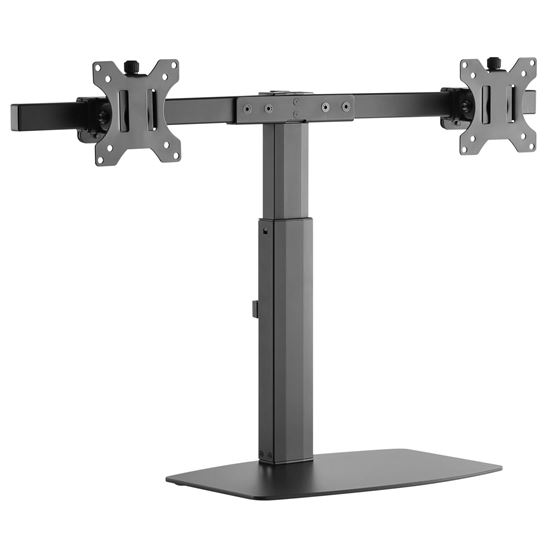 BRATECK 17''-27'' Dual Screen Vertical Lift Monitor Stand. Easy Gas Spring Switch for effortless Adjustment. Detachable VESA Plate. Tilt & Rotate, VESA 75x75, 100x100, Max Load: 12Kgs. Cable Management.