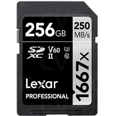 Lexar Professional 256GB SDXC UHS-II V60 1667x up to 250MB/s read90MB/s Write Captures high-quality images and extended lengths of stunning 1080p full-HD 3D and 4K video with a DSLR camera HD camcorder