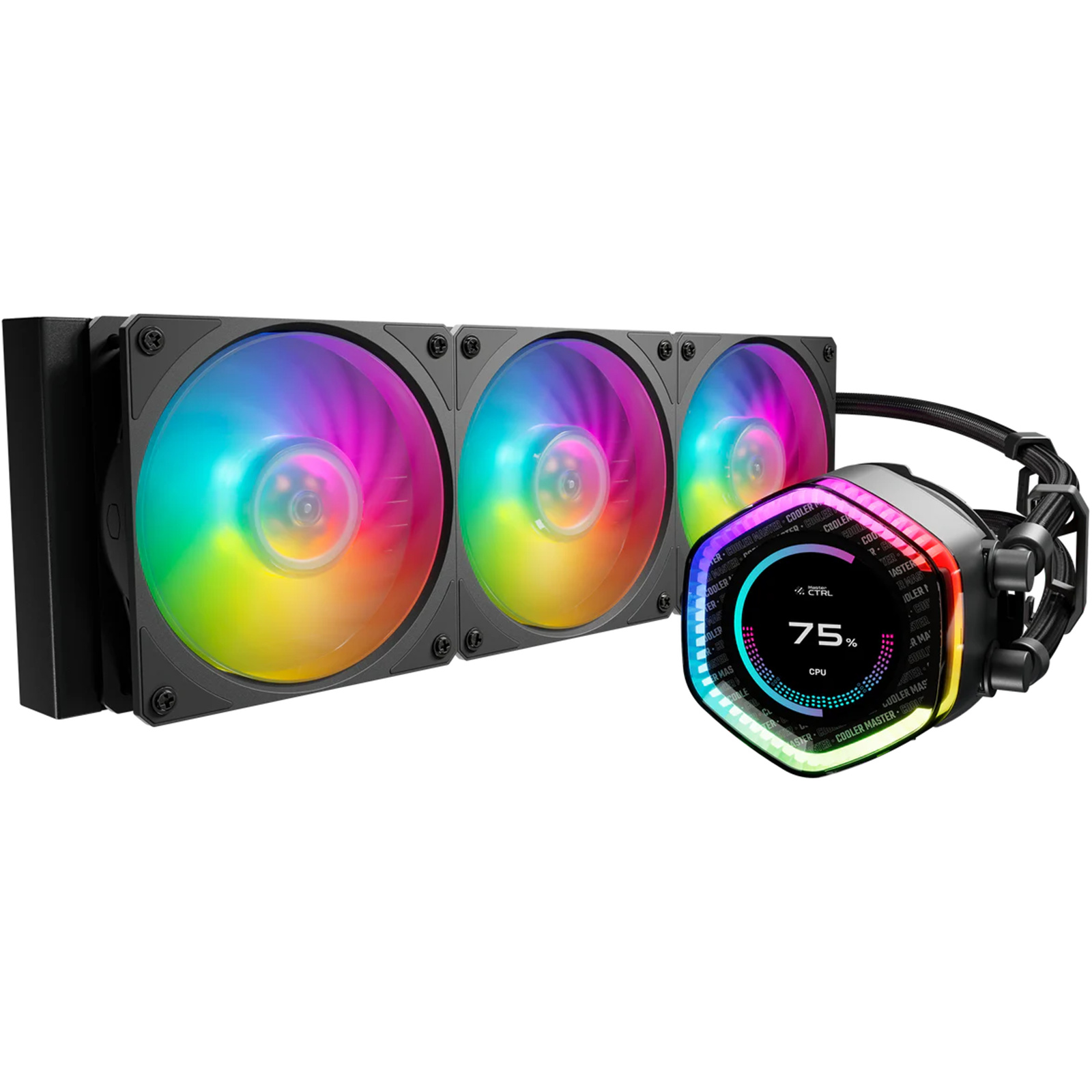 Cooler Master MasterLiquid ION 360 Water Cooling Gen X Dual Chamber Design 2.1-inch LCD Screen Customizable via MasterCTRL Mobius 120P ARGB Fans 360mm Radiator  Support LGA1700 LGA1200 LGA115X AM5 AM4