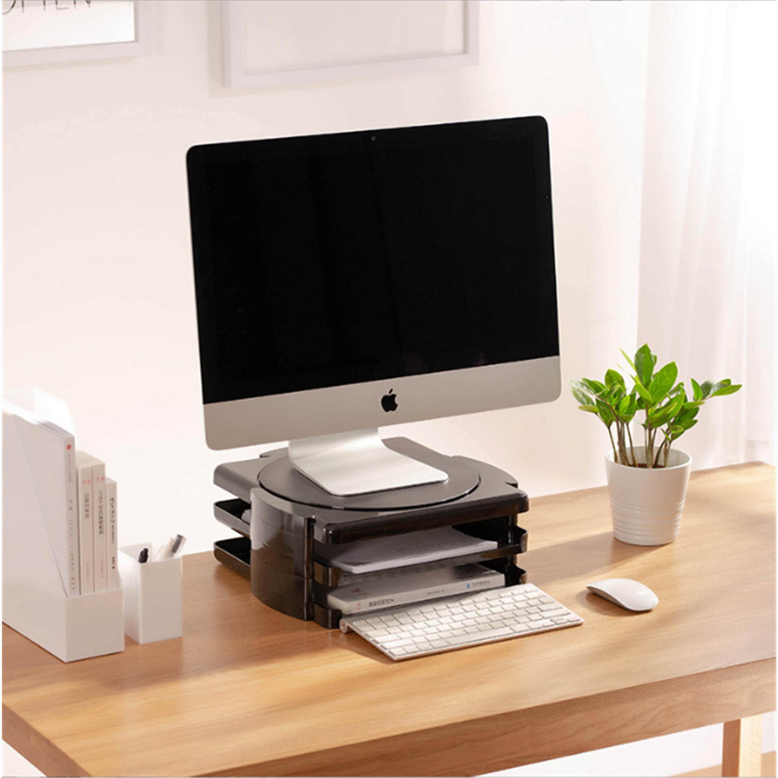 Office Monitor & Laptop Riser Stand - 360 Degree Rotatable Base - 2x ...