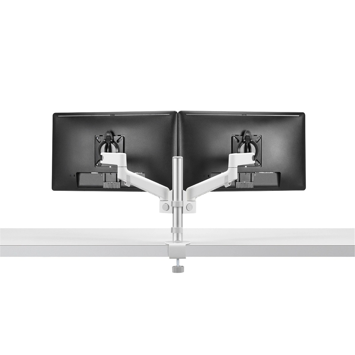 Colebrook Bosson Saunders Lima Single Arm Only - Without Stand For Dual Monitor Stand Setting - White Tilt +80/-10 degrees Max Load 6.5kg VESA 75 & 100mm Quick release removable VESA mounting plates