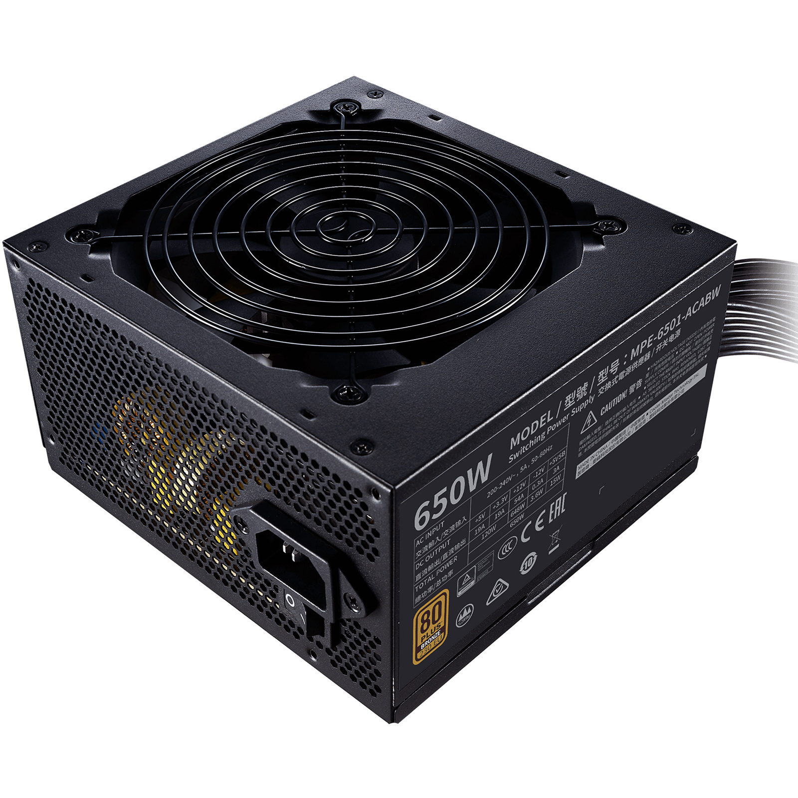 Cooler Master MWE 650W 230V 80Plus Bronze PSU MEPS Approved 86/88/85, Low Noise, 3 Year warranty    