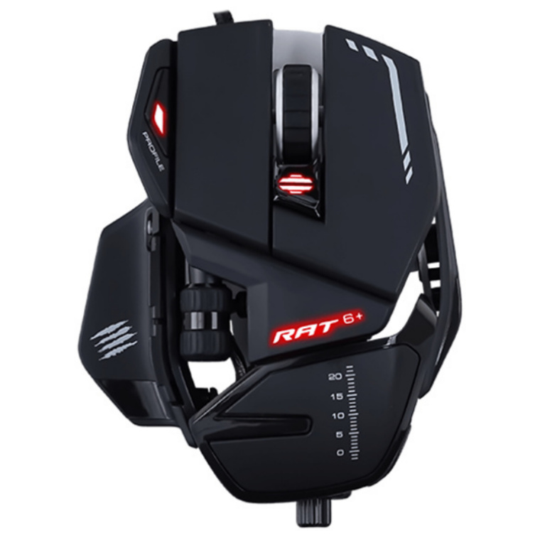 Mad Catz R.A.T. 6+ Gaming Mouse - 12000 DPI Optical Sensor - 1.8m USB Cable - 4 DPI Level Switch -  