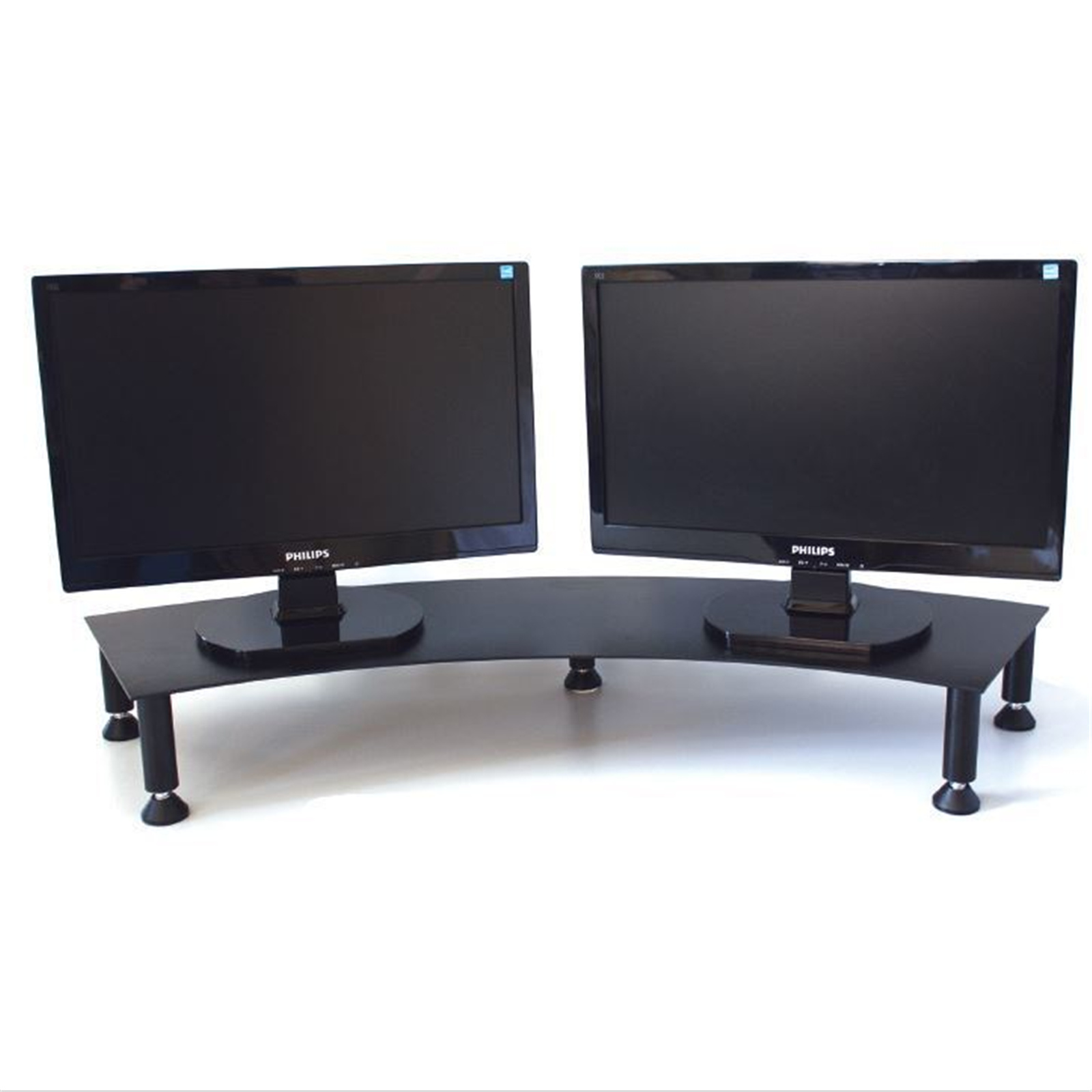 Fluteline Dual Monitor Stand - Black - Board Size 900mm x 260mm - Height Adjustable Range 120mm-190mm