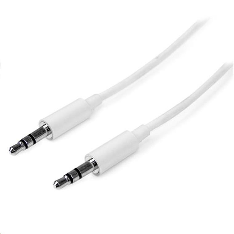 1m White Slim 3.5mm Stereo Audio Cable