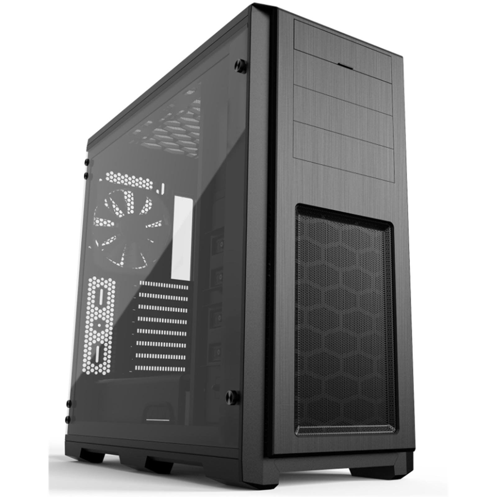 Phanteks Enthoo Pro Black Full Tower Gaming Case With Tempered Glass Window CPU Cooler Supports Upto 193mm GPU Supports Upto 347mm Support Upto 360mm Radiator 8X PCI Slots 2X 120mm Fan Pre-installed Front 2X USB 3.0 2X USB 2.0 HD Audio NO PSU
