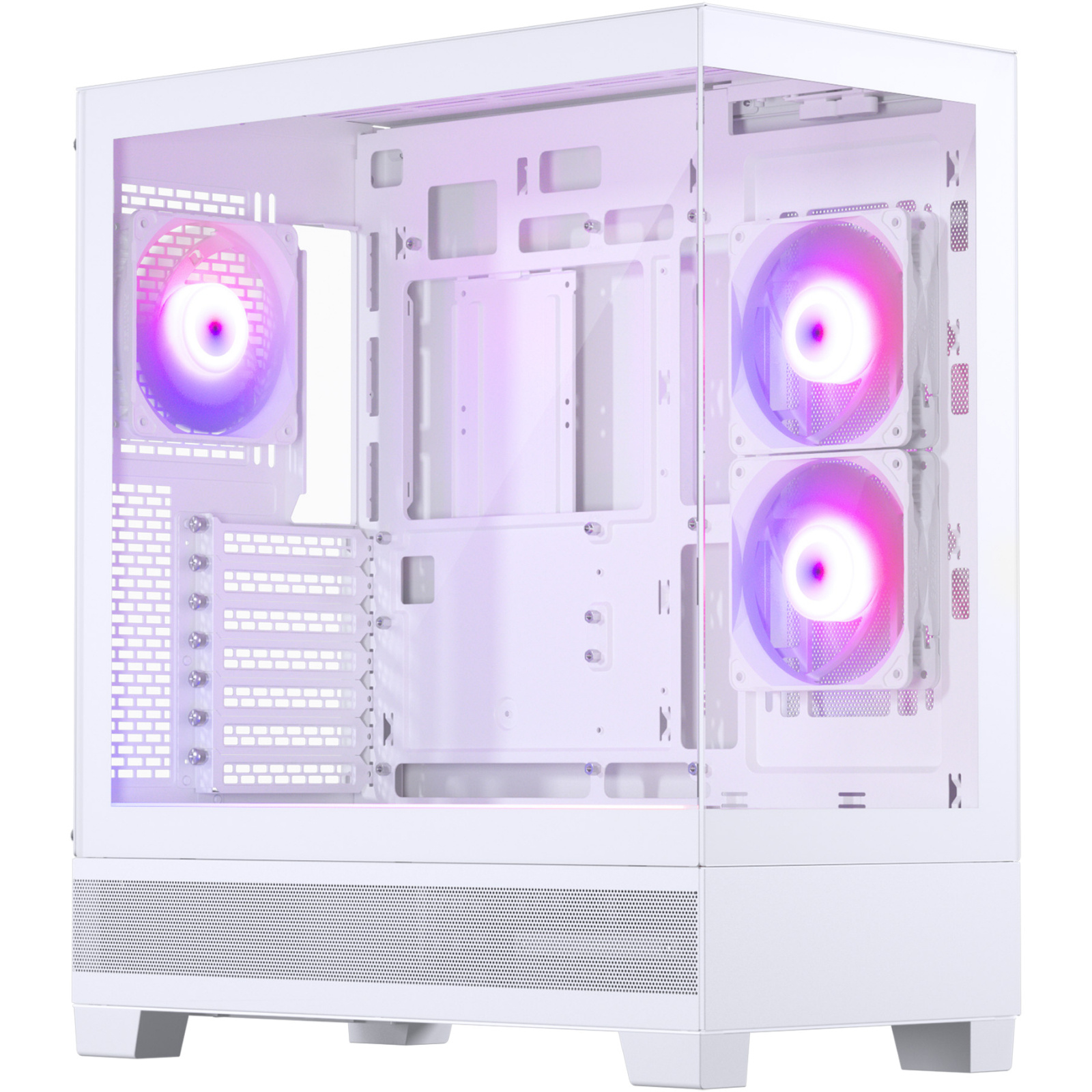 Phanteks XT VIEW White ATX Case Tempered Glass 3x 120MM D-RGB Fans CPU Cooler Support Upto 184mm GPU Support Upto 415mm 7x PCI 360mm Radiator Supported - Front: 1x Type C 1x USB HD Audio