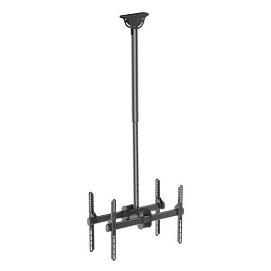 BRATECK  37''-75'' Dual ceiling mount bracket for TV & commercial signage MAX weight 90Kgs (2x45kgs). MAX VESA 600x400. Telescopic for  