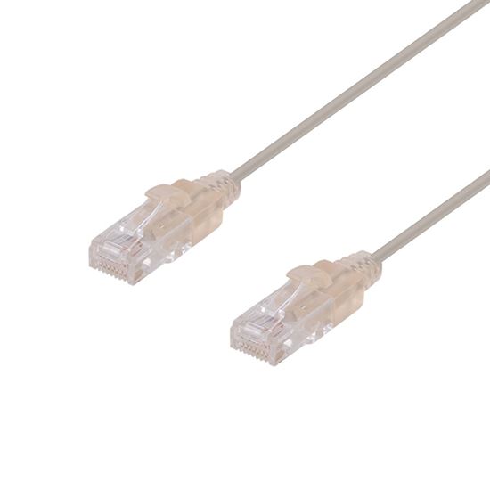 DYNAMIX 0.25m Cat6A 10G Beige Ultra-Slim Component Level UTP Patch Lead (30AWG) with RJ45 Unshielded Gold Plated Connectors. Supports PoE IEEE 802.3af (15.4W).