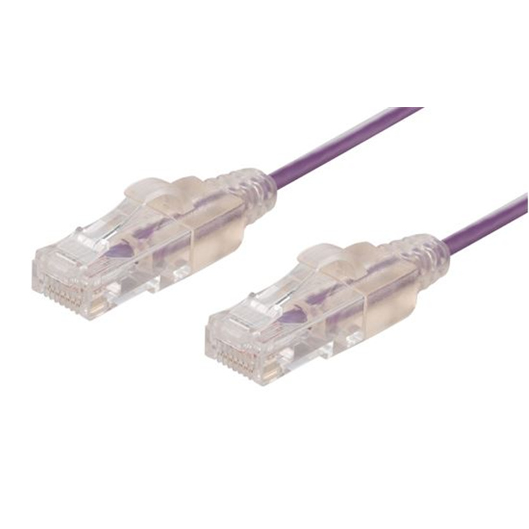 DYNAMIX 0.25m Cat6A 10G Purple      Slimline Component Level UTP Patch Lead (30AWG) with RJ45 Unshielded 50