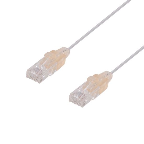 DYNAMIX 0.25m Cat6A 10G White Ultra-Slim Component Level UTP Patch Lead (30AWG) with RJ45 Unshielded Gold Plated Connectors. Supports PoE IEEE 802.3af (15.4W).