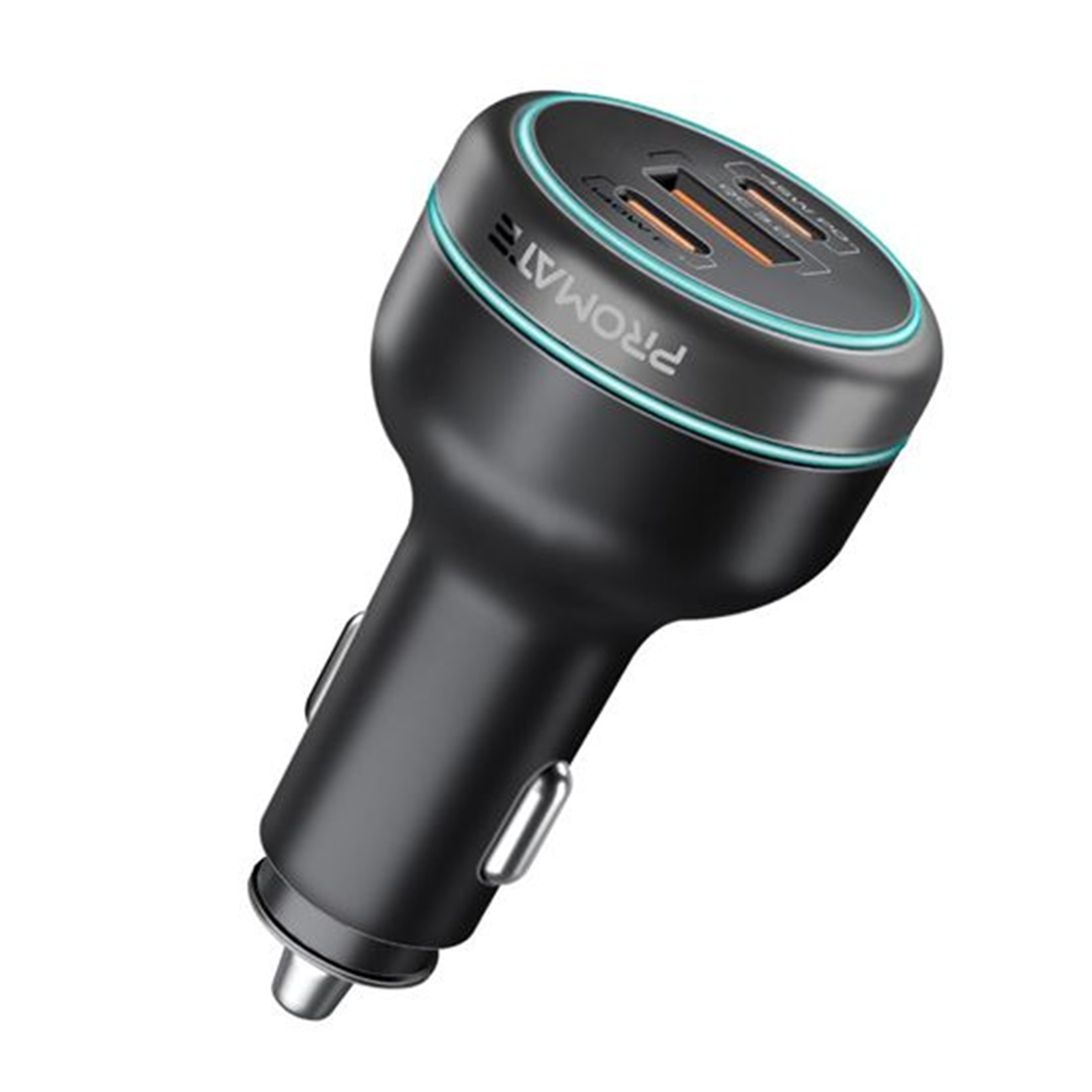 Promate POWERDRIVE-230 230W Rapid Charge Car Charger with Dual PD & QC Ports. 140W & 45W PD for Notebooks MacBooks Smartphones & Tablets. Automatic Voltage Regulation.