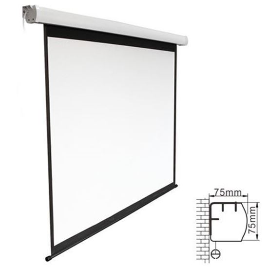 BRATECK 135'' Electric Projector Screen with Remote, Fiberglass Matte White Fabric. 16:9 aspect Ratio. 3m x1.68m (WxH). Wall or Ceiling mounted. 