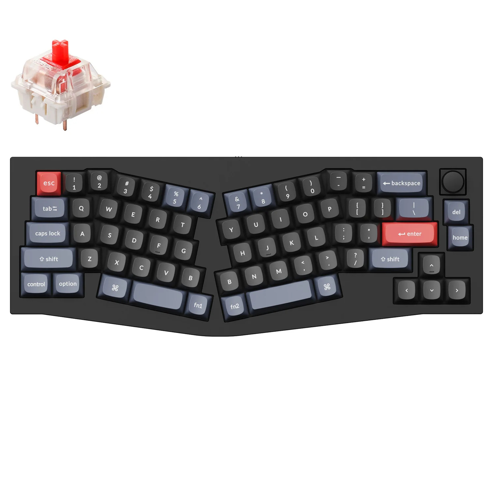 Keychron Q8 ANSI 65% Alice Layout 68 Key Black Full Assembled Knob Hot-Swap GateronGpro Mechanical Wired Normal Profile QMK Custom Keyboard Gateron G Pro Red Switch RGB