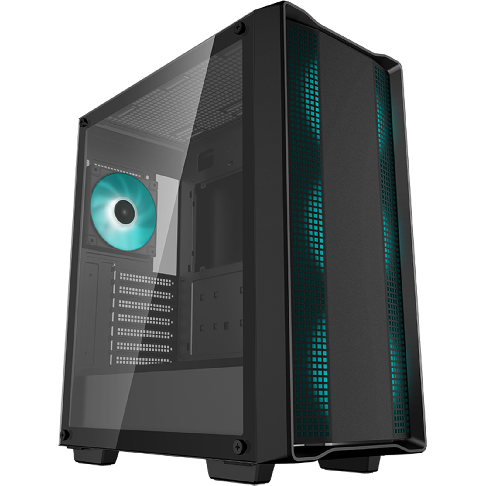DEEPCOOL CC560 V2 ATX Mid Tower Tempered Glass Support Mini-ITX / Micro-ATX / ATX 4x Pre-installed 120mm LED Fans. CPU Cooler Upto 165mm GPU Upto 370mm 360mm Radiator Supported 7X PCI Slot Front I/O: 2X USB HD Audio