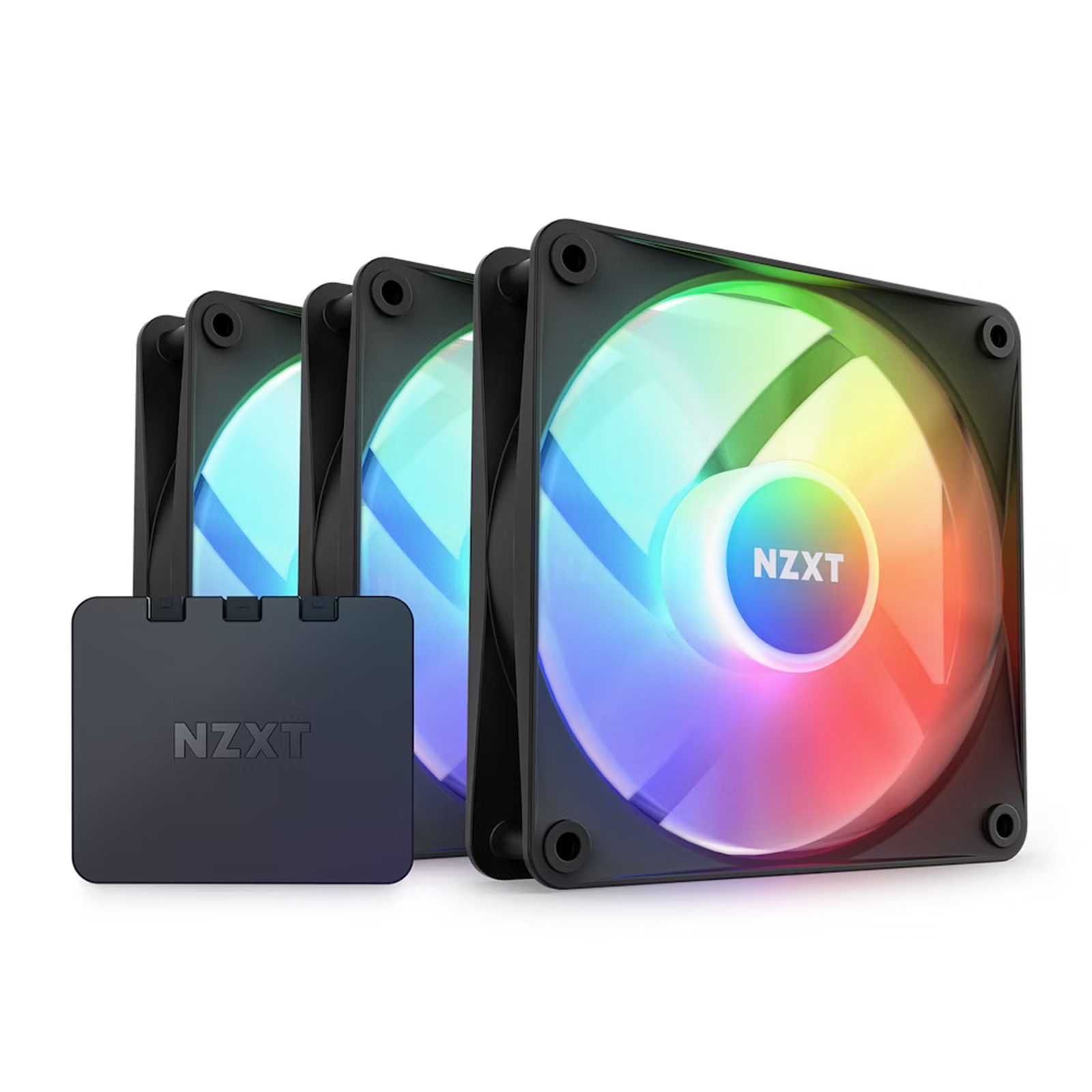 NZXT F120 Core RGB Black 120mm RGB Fan 3 pack with RGB lighting Controller