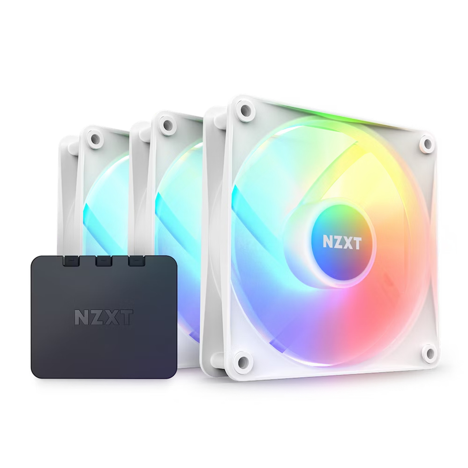 NZXT F120 Core RGB White 120mm RGB FAN 3 pack with RGB lighting Controller