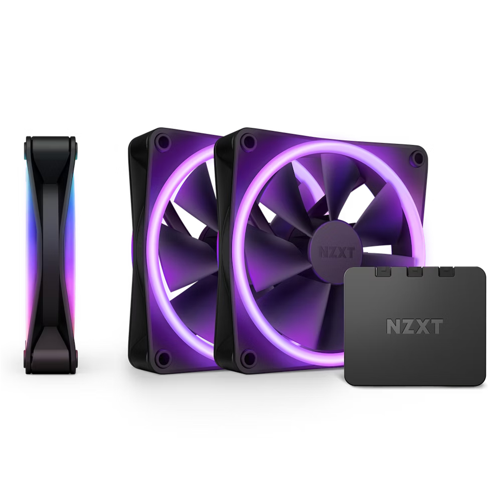 NZXT F120 RGB DUO Black 120mm Dual Sided RGB Fan 3 Pack With RGB Controller