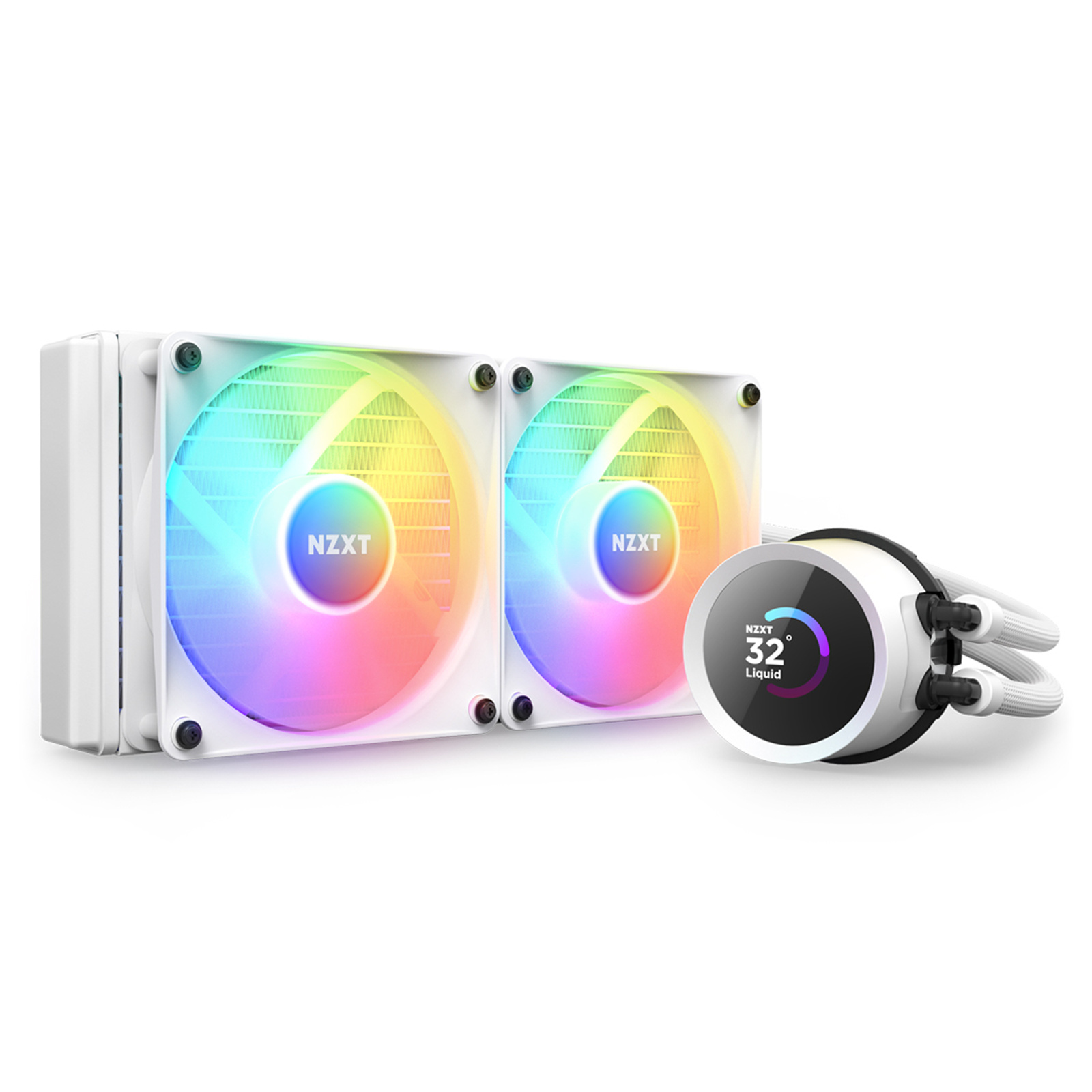 NZXT Kraken ELITE 240 RGB 240mm AiO Water Cooling with 2.36 inch diameter LCD Display White F120 RGB Core Fans for Intel Socket LGA 1700 / 1200 / 115X AMD AM5 / AM4 / sTRX4* / TR4* (*Threadripper bracket not included)