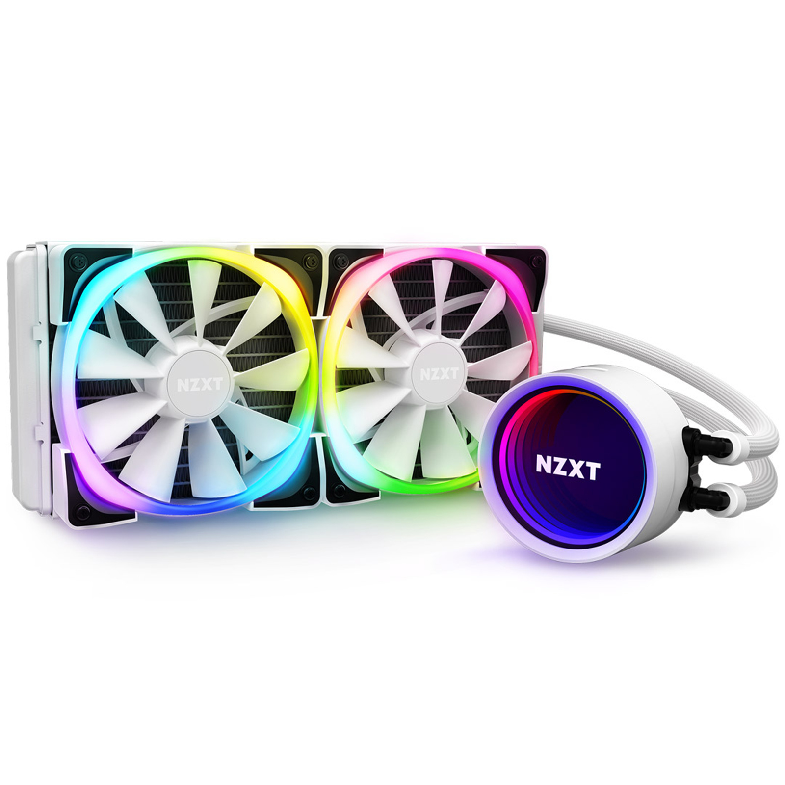 NZXT Kraken X53 WHITE RGB All in one Liquid Cooler 240MM RGB, Rotatable Cap, Infinity Mirror,Intel  