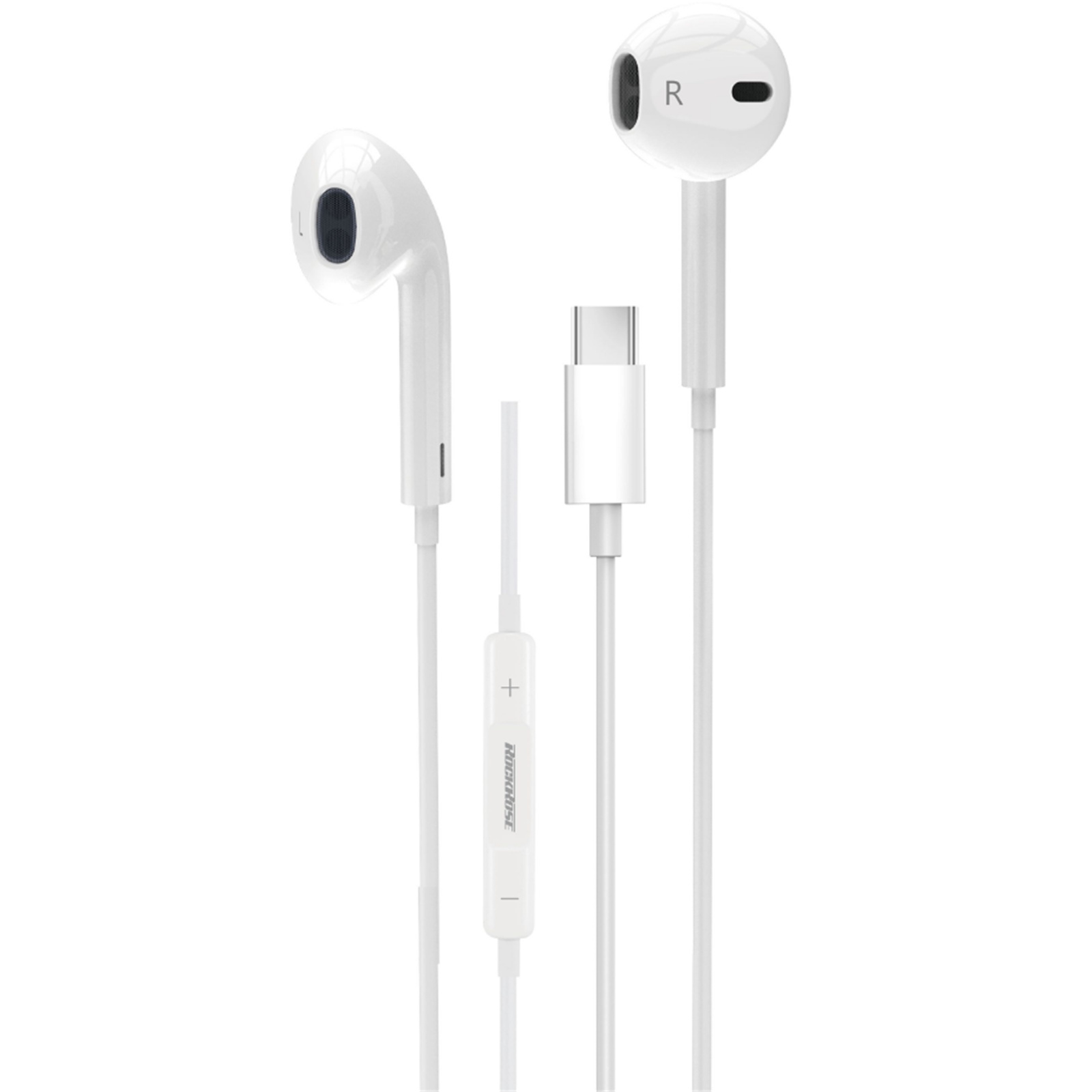 RockRose Solo TC USB-C In-Ear Headphones with DAC -  White  120cm