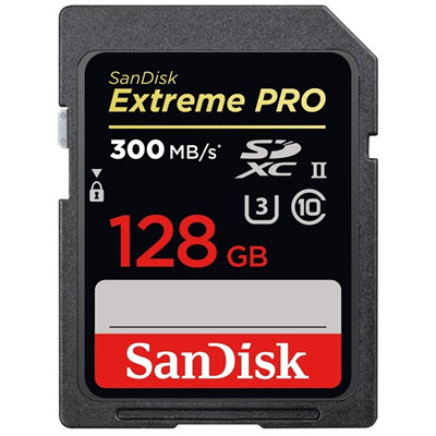 SanDisk ExtremePro SDXC 128GB,UHS-II, Read up to 300MB/s , Write up to 260MB/s , For super-fast     