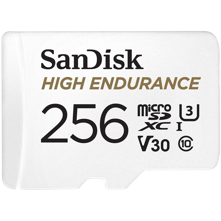 SanDisk High Endurance 256GB Micro SDXC UHS-I, C10, U3, V30, 100MB/s Read, 40MB/s Write,High        