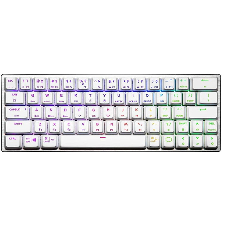 Cooler Master SK622 Hybrid Wired & Wireless RGB Low Profile 60% White Mechanical Keyboard - Blue    