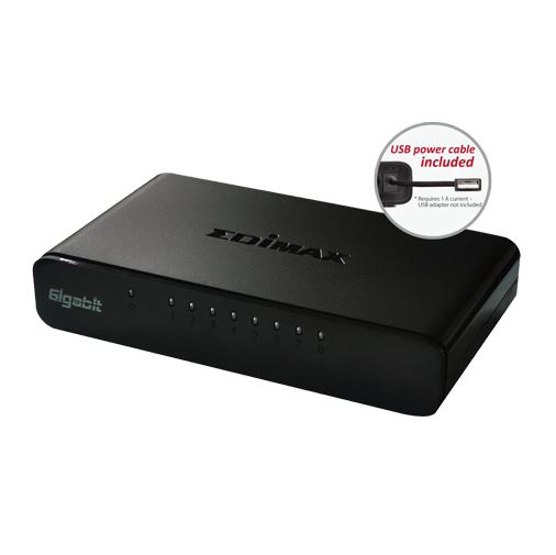 EDIMAX 8 Port 10/100/1000 Gigabit Desktop Switch. Full Duplex. Perfect Solution for Home and Small Business. Auto Energy Saving Function. Plug and Play. Plastic Housing.