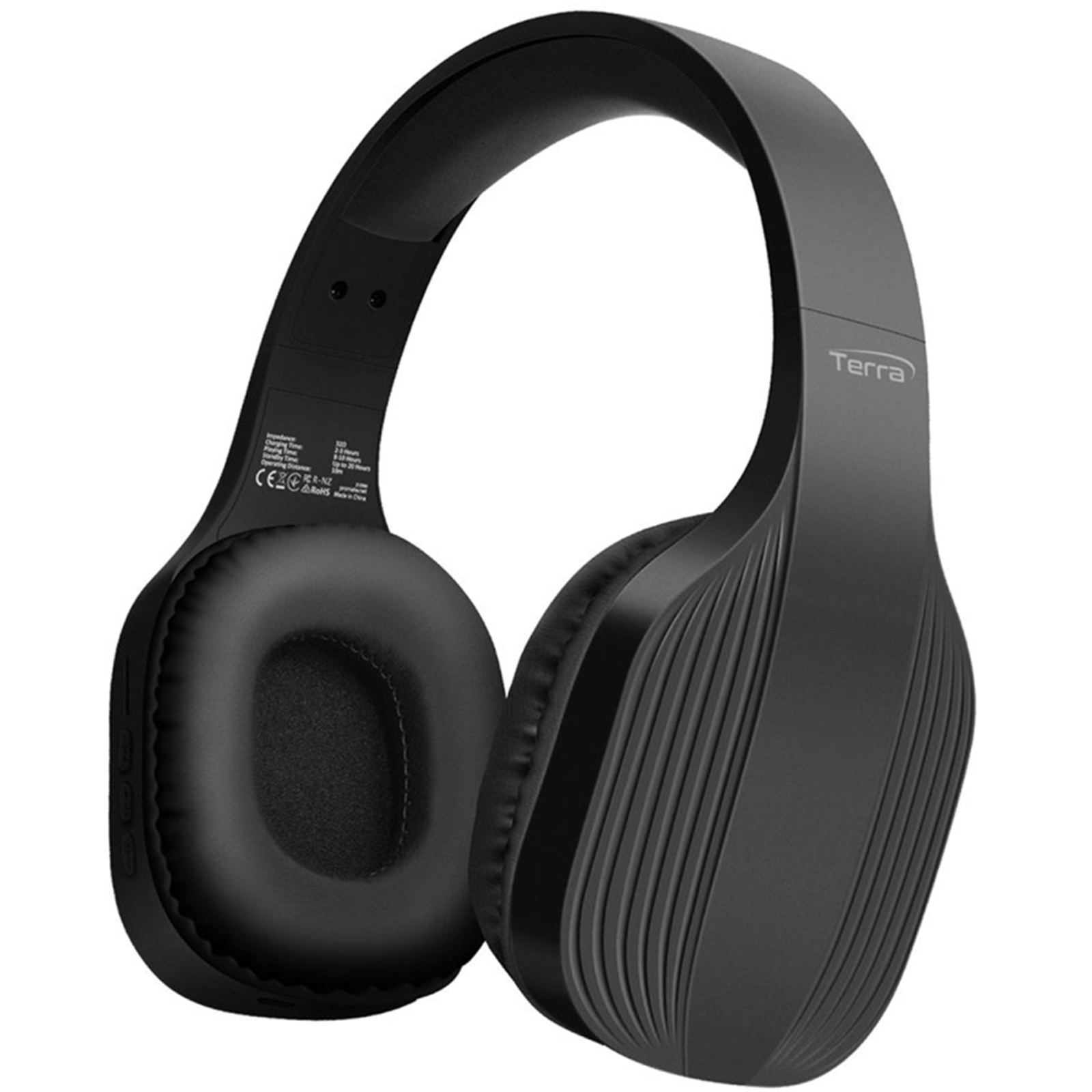 PROMATE Bluetooth Wireless Over-Ear Headphones. Up to 10 Hours Playback 300mHa Battery, Up to 10m Operating Distance. Integrated Microphone, FM 87.5-108MHz, AUX Port, Built in On Ear Controller. Black Colour