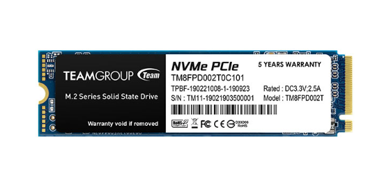 TEAMGROUP MP33 PRO 1TB TLC NVMe PCIe Gen3x4 M.2 2280 SSD R/W 2400/2100 MB/s