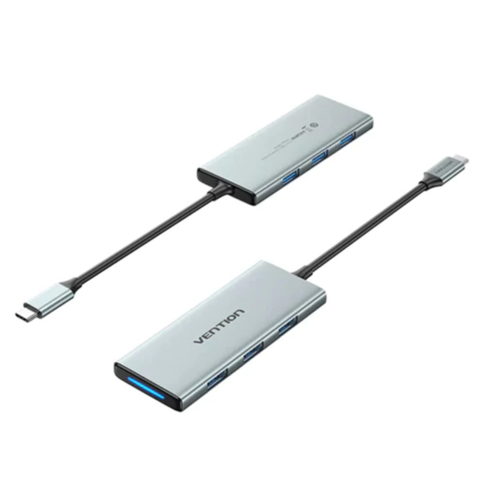 Vention TOPHB  USB-C to HDMI/USB 3.0x3/SD/TF/PD Docking Station 0.15M Gray Aluminum Alloy Type