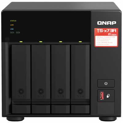 QNAP TS-473A-8G 4-Bay NAS Server, AMD Ryzen V1500B 4C/8T 2.2GHz, 8GB RAM, 2x M.2, 2x 2.5GbE LAN, 2x 