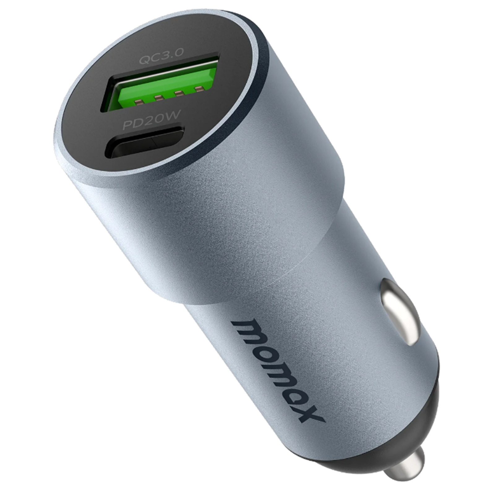 Momax 38W USB-C PD Fast Charging Car Charger Dual-port output Up to 2.5 Times Charging Faster on iPhone 14/13/12/11/SE (2020)/XS/8 Series With The Use Of Lightning to USB-C cable