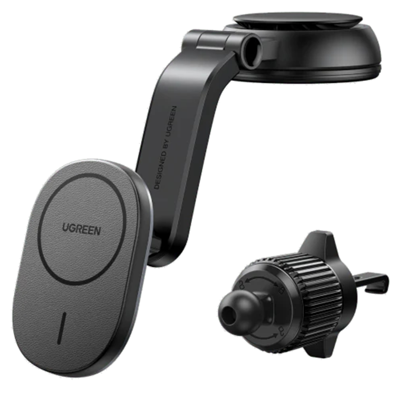 UGREEN CD345 Magnetic Wireless Car Charger 15W - Air Vent Clip & Suction Cup 2 in1 Installation - Compatible with iPhone 14/14 Pro Max 13 Pro Max 12 Pro