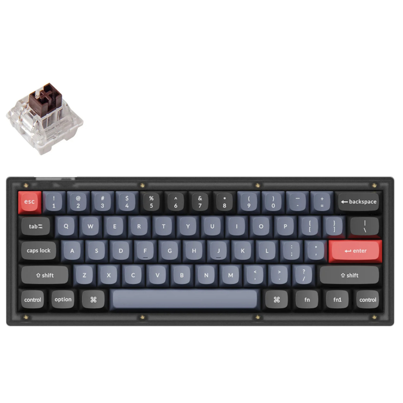 Keychron V4 ANSI 60% Layout 61 Key Frosted Black Full Assembled Hot-Swap Mechanical Wired Normal Profile QMK Custom Keyboard - Keychron K Pro Brown Switch - RGB Backlight