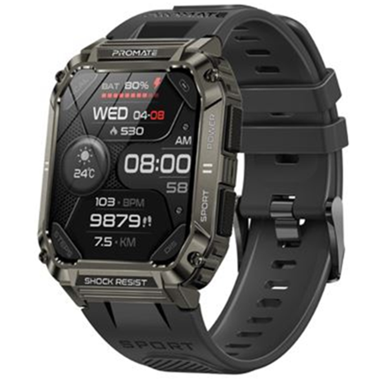 Promate XWATCH S19 IP67 Shock-Resist Smart Watch with Fitness Tracker & Bluetooth Calling Large 1.95